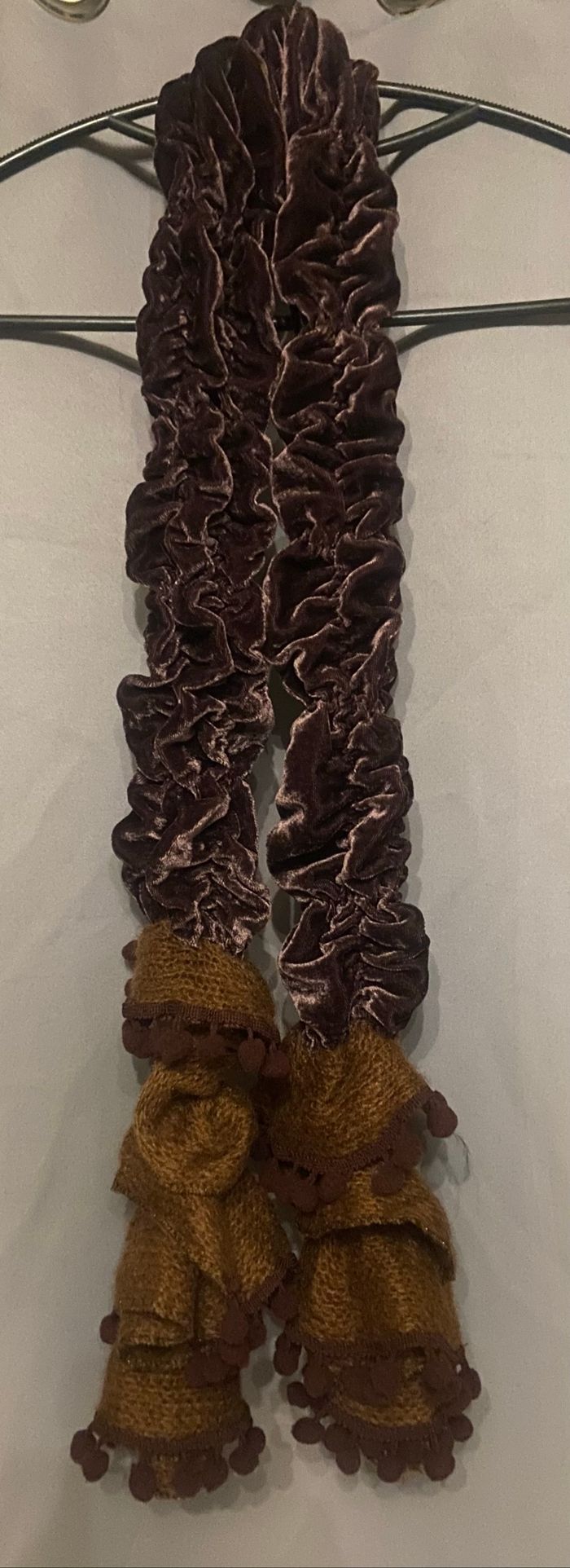 Écharpe velours et laine marron - photo numéro 2