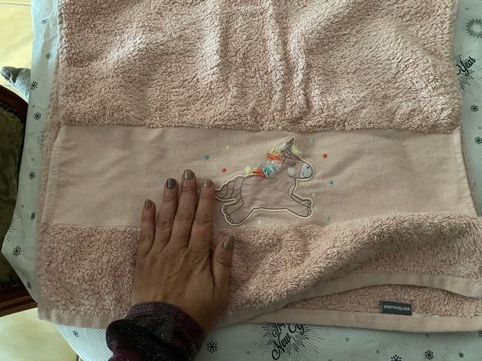 Serviette bébé licorne vert baudet neuve - photo numéro 3