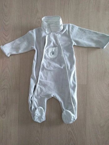 Pyjama 1 pièce velours gris mixte Obaïbi 6 mois