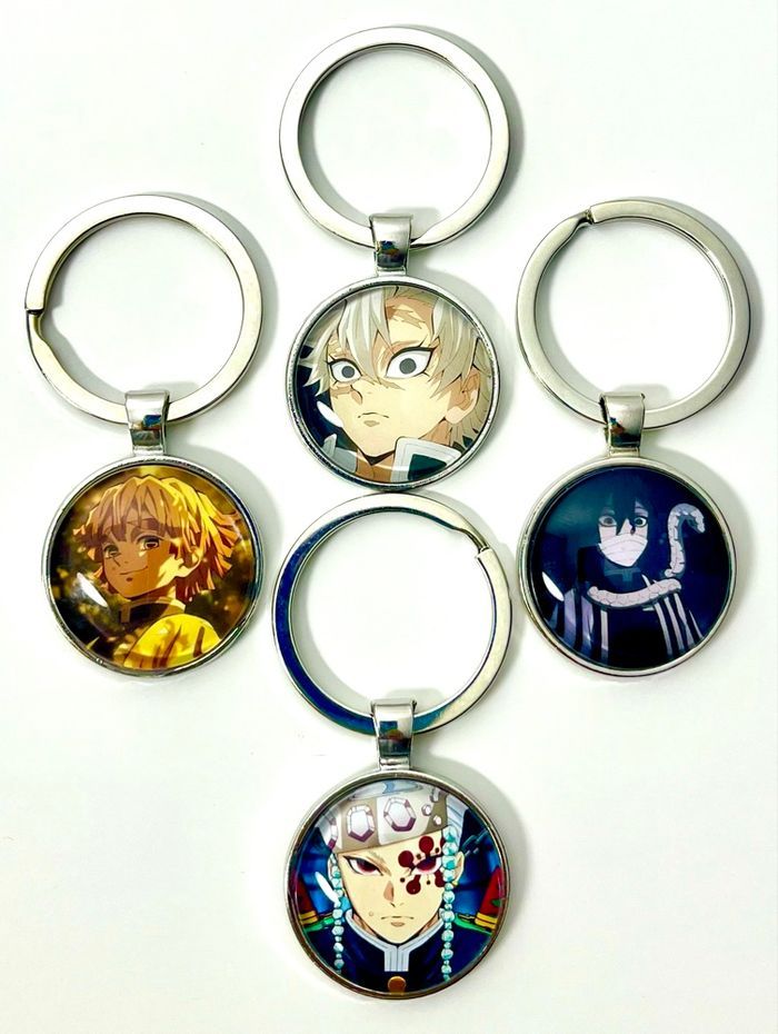 Lot de 4 portes clés métal « démon slayer » neuf