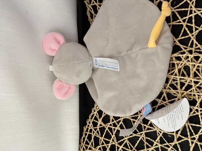 Doudou Plat Rond Souris Gris Rose Bleu Coeur Nuage Lune Arc En Ciel Sucre D'orge - photo numéro 2