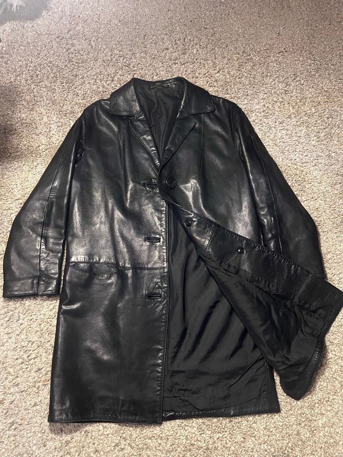 Blouson mi long 100% cuir vintage