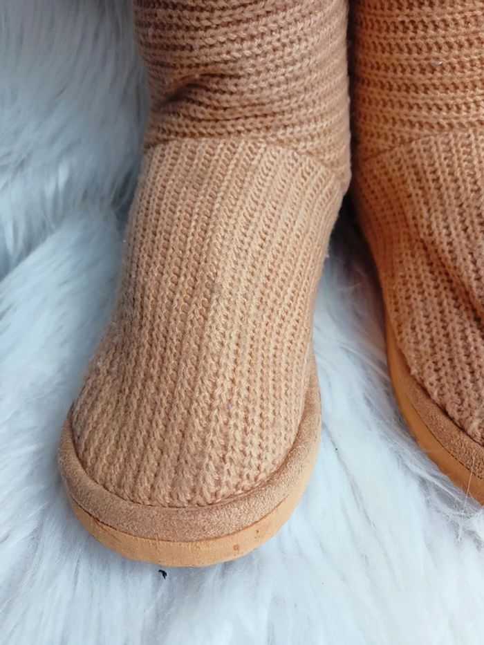 Bottes fourrées en tricot Camel clair P38 - photo numéro 4