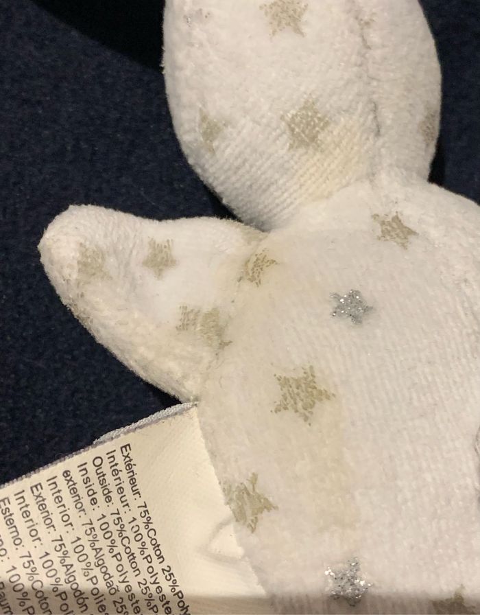 Petit doudou lapin blanc avec des étoiles Vertbaudet - photo numéro 4