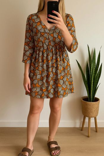 Robe fluide imprimé graphique orange Orféo – Taille S