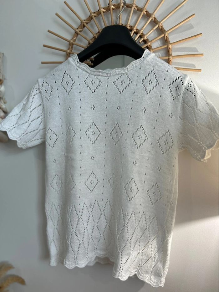 Pull maille tricot ajouré broderies Mango - photo numéro 5