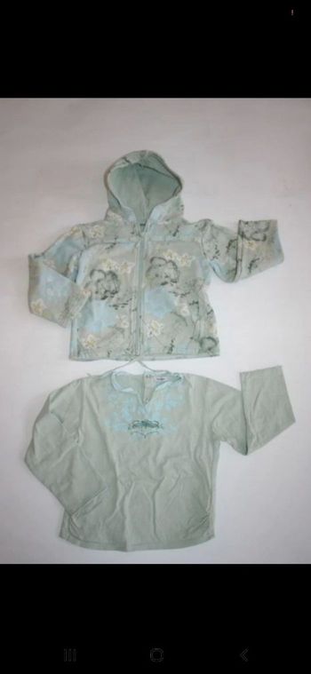 Ensemble sweat à capuche + tee shirt manches longues Petit Boy vert d'eau