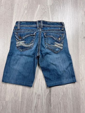 Short en jean vintage femme S – bleu avec poches brodées