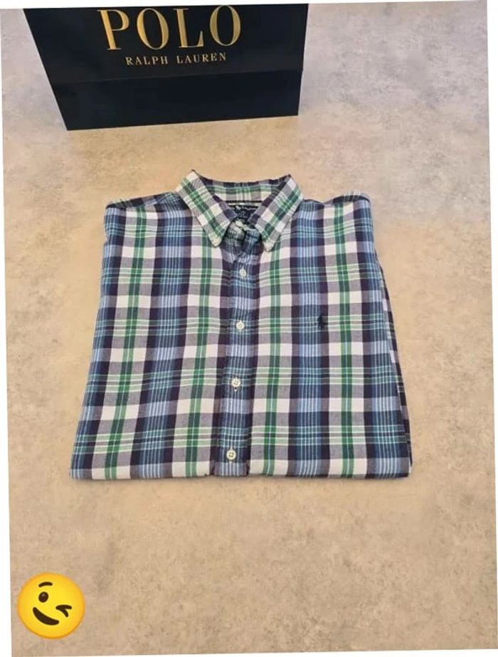Chemise Ralph Lauren manche longue Taille XL bleu Homme Men CHE100