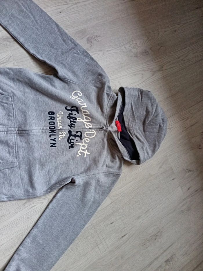Sweat 14 ans fille gilet fermeture éclair capuche gris Tissaia - photo numéro 4