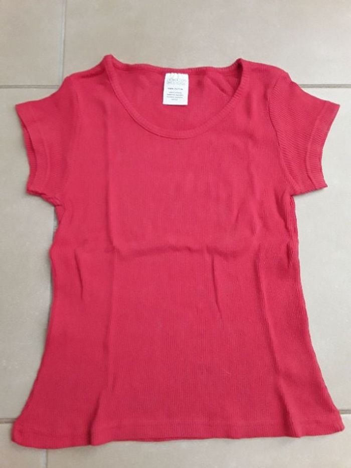 T-shirt côtelé rouge femme 38/40 TBE