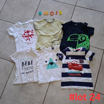 Lot #24 - 6 tee-shirts garçons manches courtes 9 mois