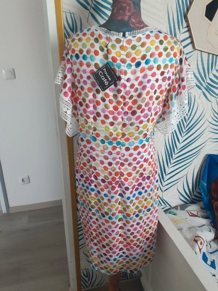 Robe imprimé pois multicolore broderie XL - photo numéro 3