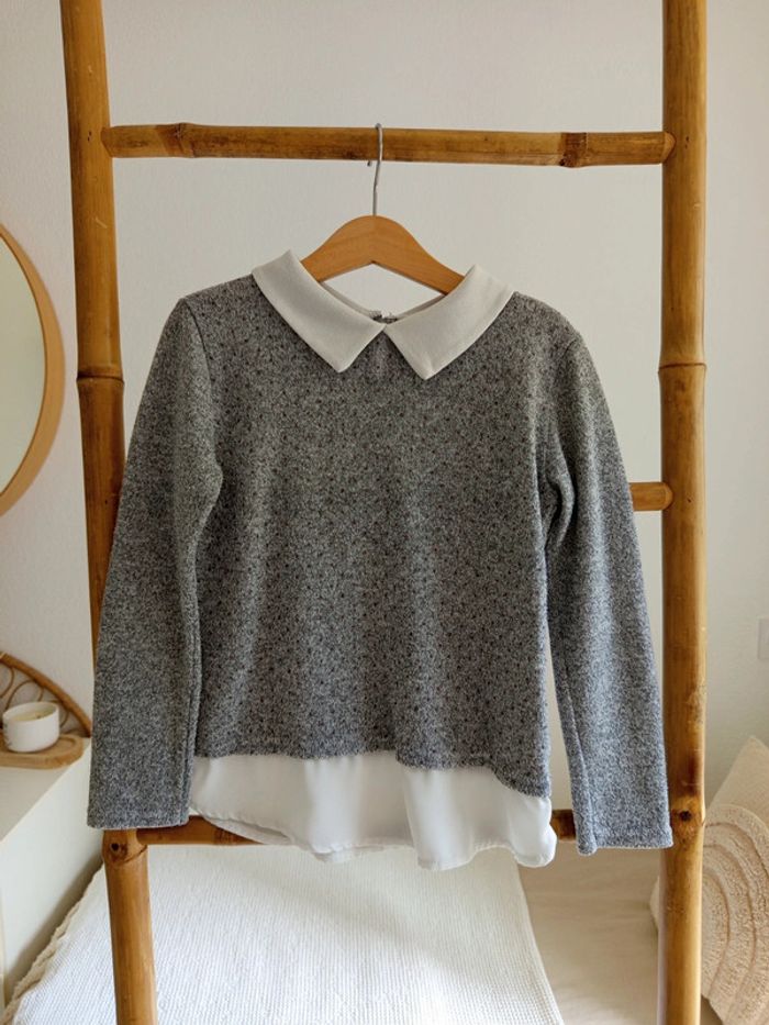 Haut gris & blanc 8 ans