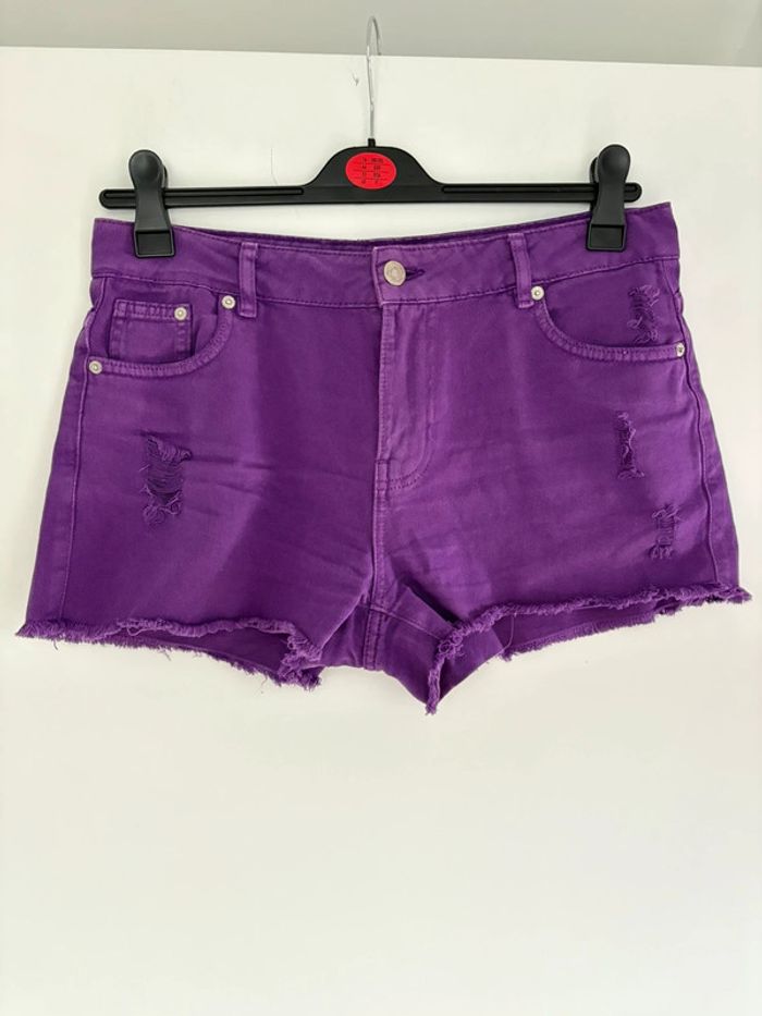 Short en jean denim taille haute violet Pimkie 40 - photo numéro 2