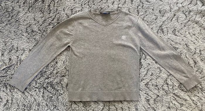 Pull fin gris col V Timberland - 8 ans