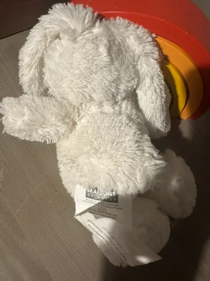 Peluche doudou  lapin Maisions du monde blanc - photo numéro 2
