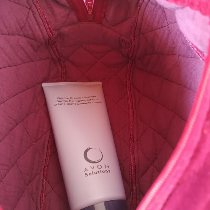Trousse toilette où maquillage gaze de coton matelassée lie de vin où vieux rose - photo numéro 5