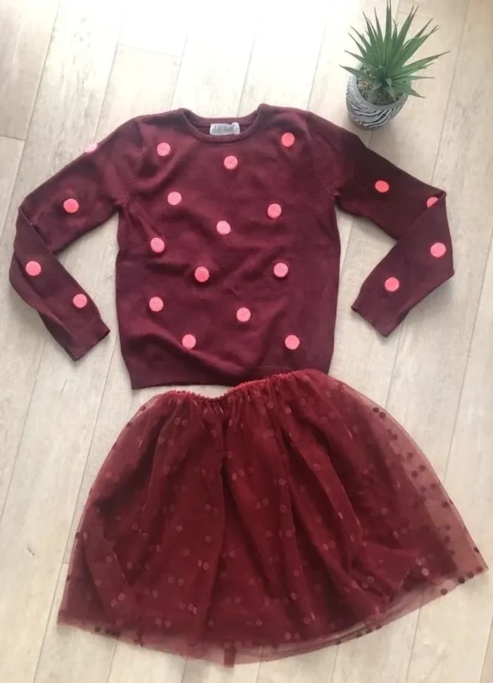 Pull bordeaux fille H&M Jupe Kiabi - photo numéro 5