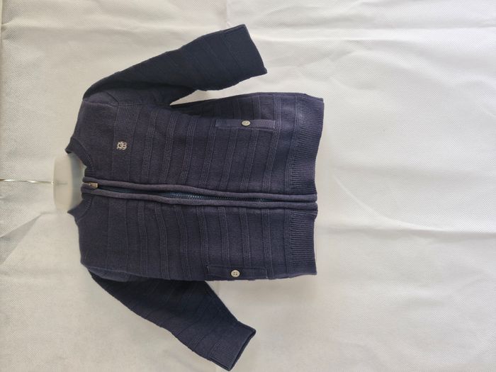 Gilet zippé garçon 12 mois 74 cm Obaïbi Bleu marine