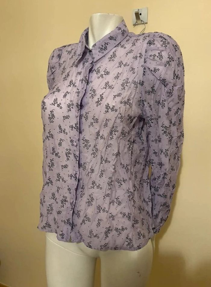 💜 Chemise lila & noir Stradivarius Taille M 🖤 - photo numéro 2