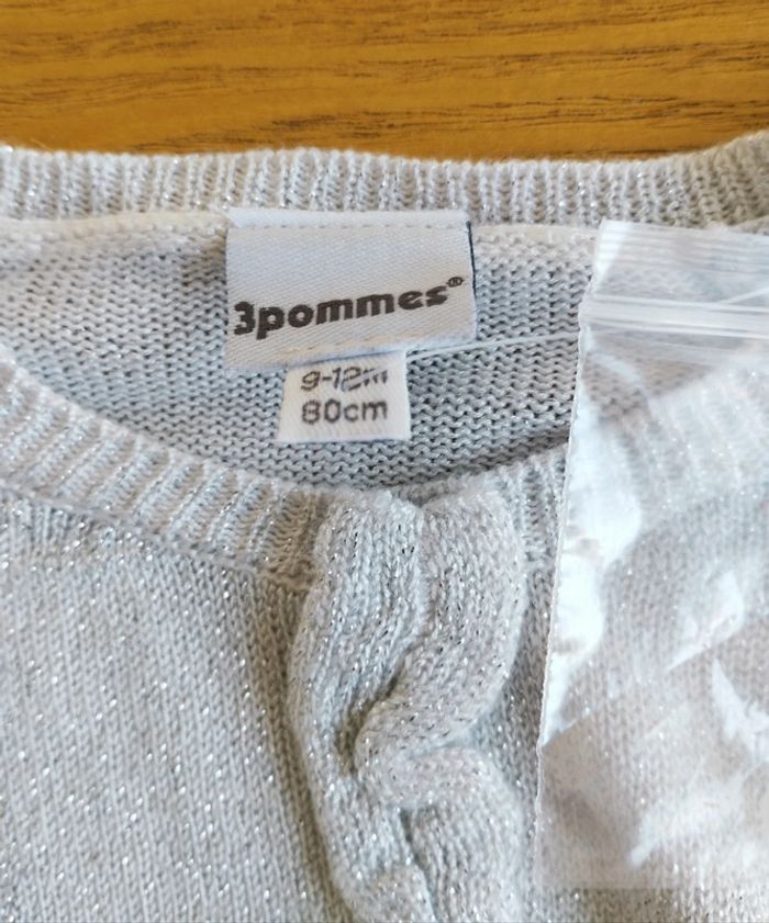 Boléro fille argenté pailletté taille 9/12 mois 3 Pommes - photo numéro 3