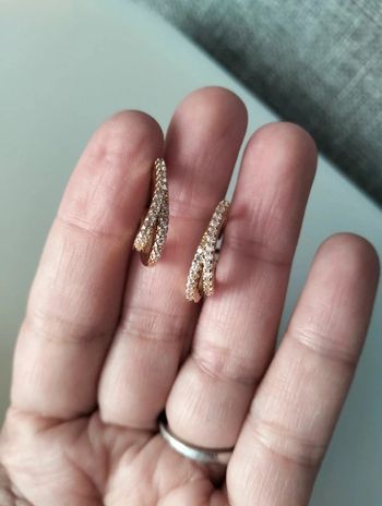 Boucles d'oreilles dorées double U avec strass en acier inoxydable