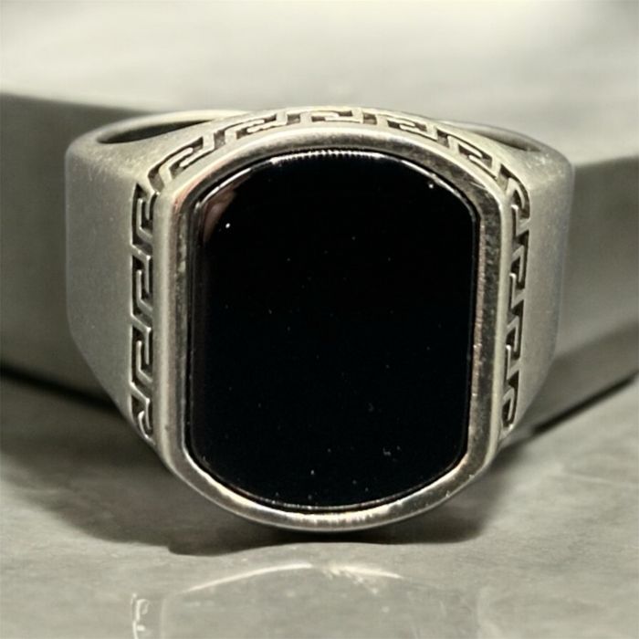 Chevalière en argent 925 Onyx - photo numéro 2