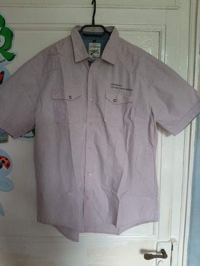 Chemisette rose à tout petits carreaux, slim fit, marque Angelo Litrico, taille XL 43/44