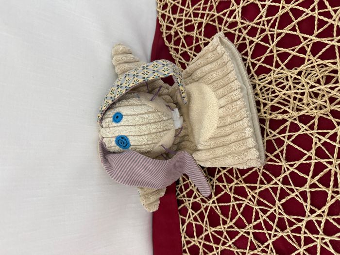 Doudou plat marionnette lapin beige LES DEGLINGOS - photo numéro 3