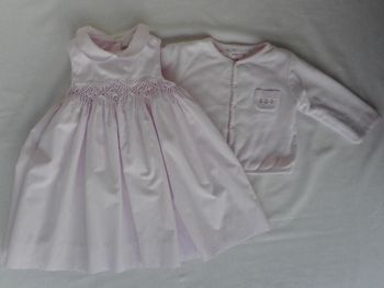 Robe rose Cyrillus + Veste réversible Jacadi - 12 mois