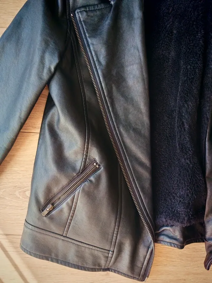 Veste Simili cuir gemo 12 ans  blouson zippé rock - photo numéro 4