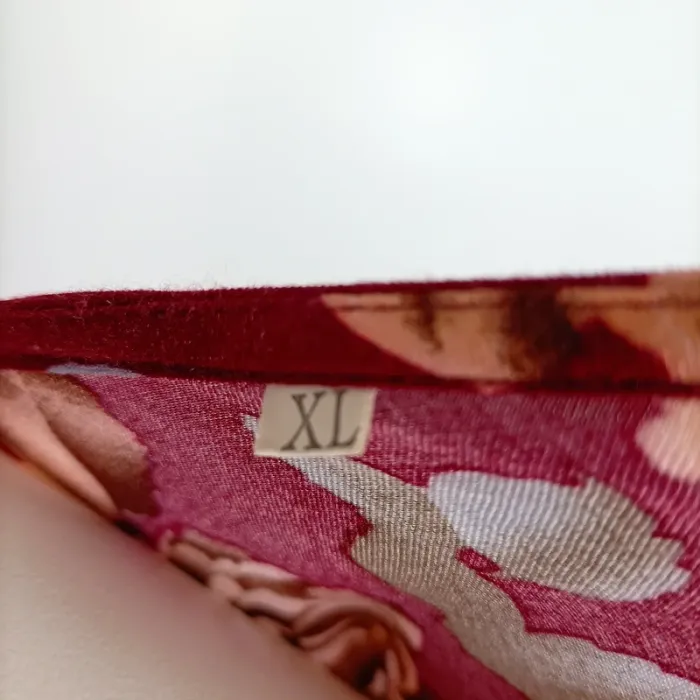 Combishort rouge fleuri décolleté cache-cœur taille XL manches longues nouées A1561 - photo numéro 12