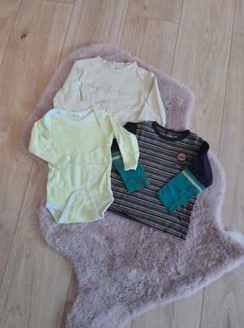 Lot t-shirt manches longues + body 18 mois