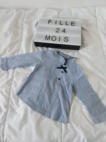 Chemise manche longue fille 24 mois