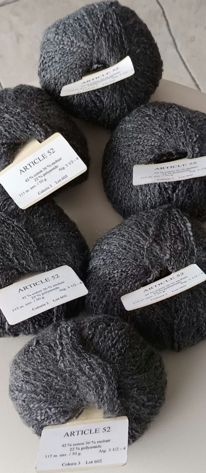 Lot de 6 pelotes de laine Fabrication française mohair, coton, polyamide neuves - photo numéro 4