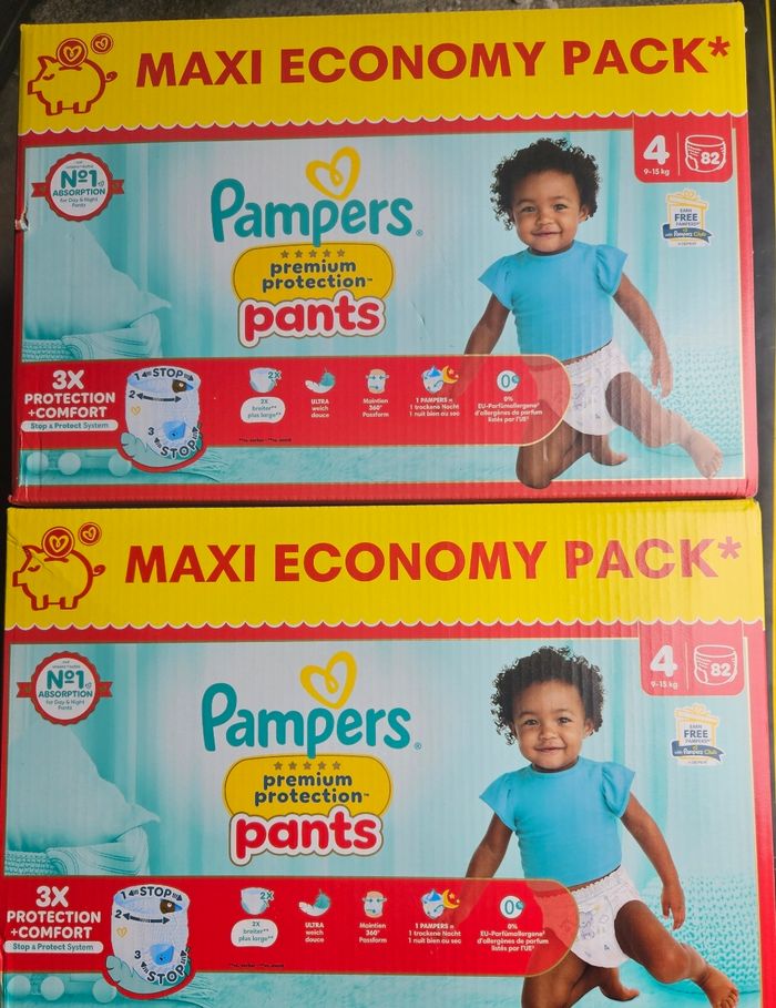 2 cartons de couches culottes pampers premium taille 4