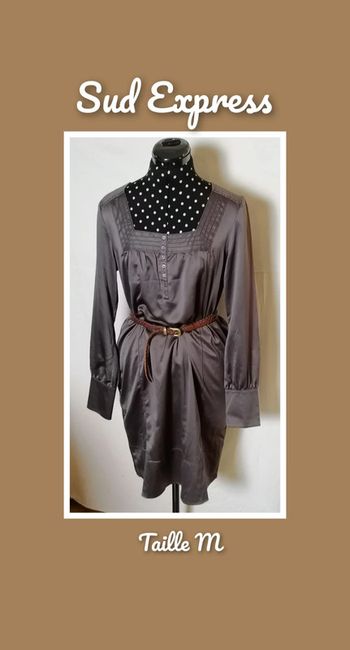 Robe effet satin marron glacé taille 38 Sud Express