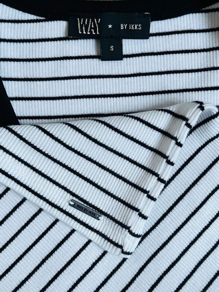 T-shirt crop top à rayure IKKS T-14 ans/ S S - photo numéro 3