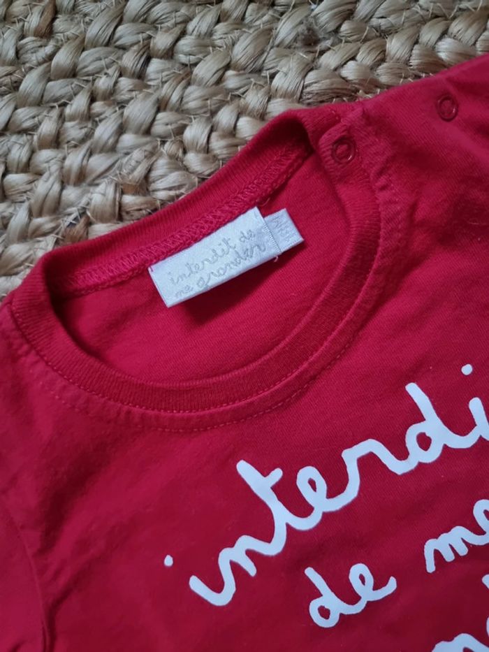 Tee-shirt interdit de me gronder 18 mois - photo numéro 2