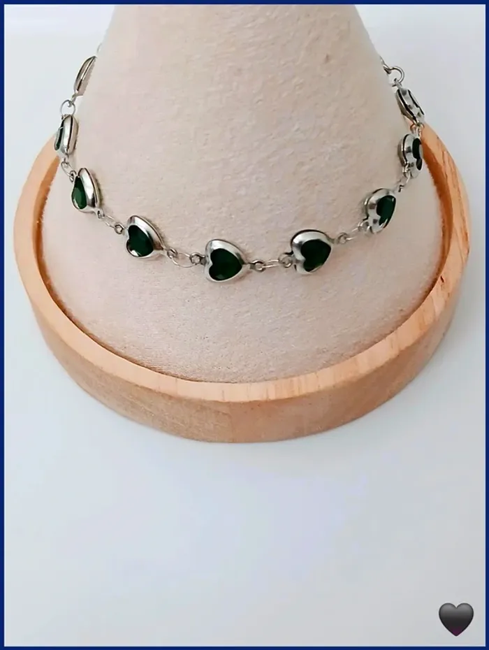 Bracelet argenté cœur noir tendance élégante - photo numéro 2