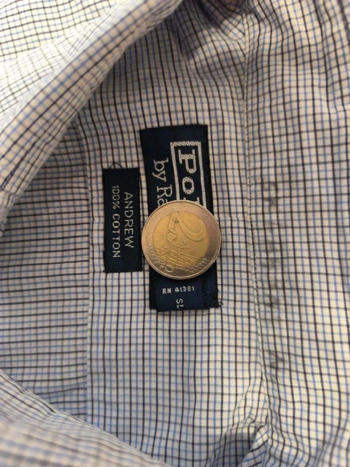 Chemise à carreaux - Ralph Lauren - Andrew - Logo brodé marine - Blanc, bleu, marine - Taille M - photo numéro 9