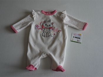 Pyjama velours blanc/rose brodé fantaisie "Marie" Disney 1 mois