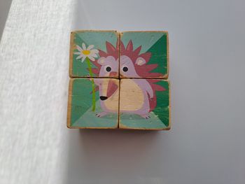 Puzzle 4 cubes en bois animaux