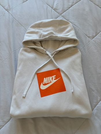 Sweat hoodies Nike capuche blanc logo orange floqué – Taille S homme