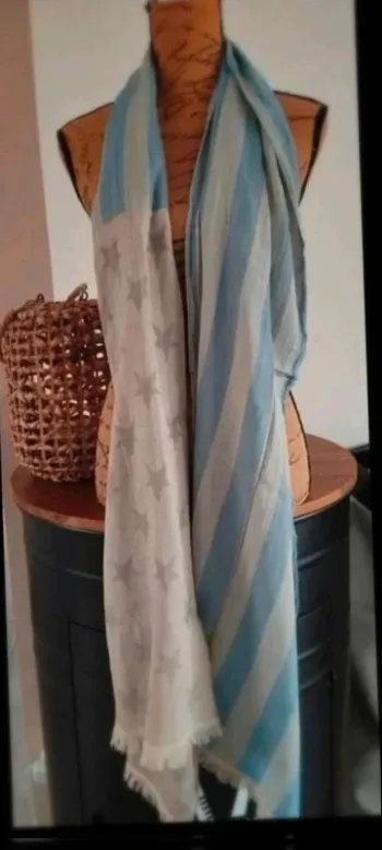 Écharpe bleu et grise avec étoiles homme femme