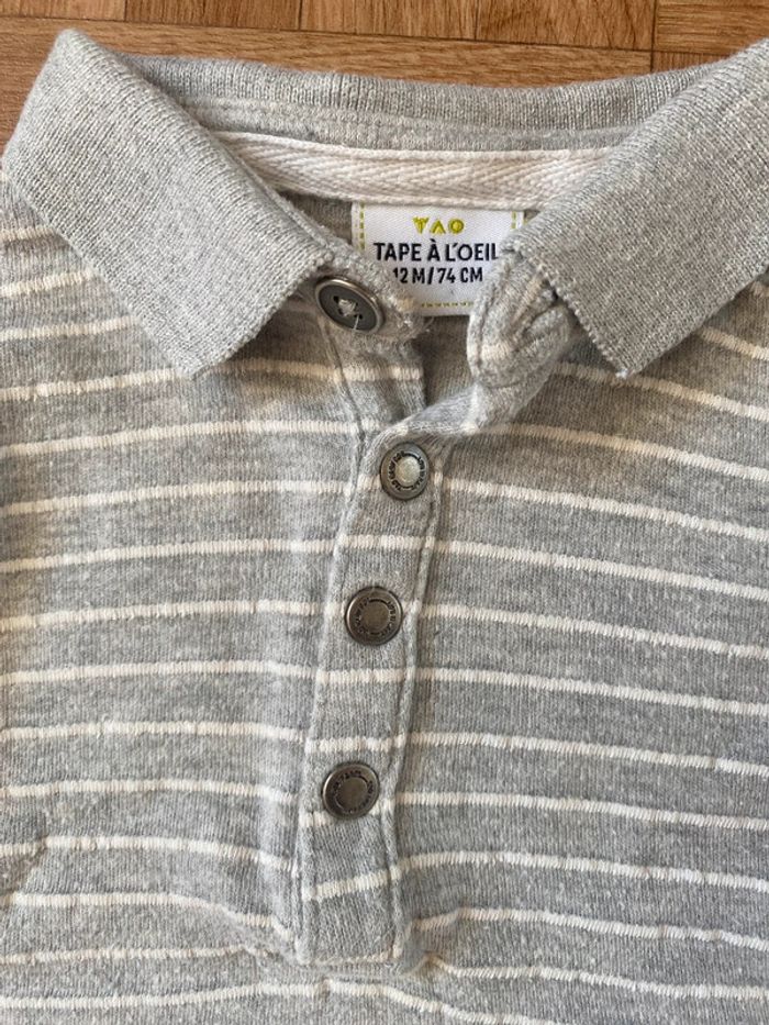 Polo gris à rayures taille 12 mois Tape à l’Oeil - photo numéro 2