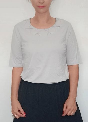 T-shirt gris casual chic col perlé taille 46