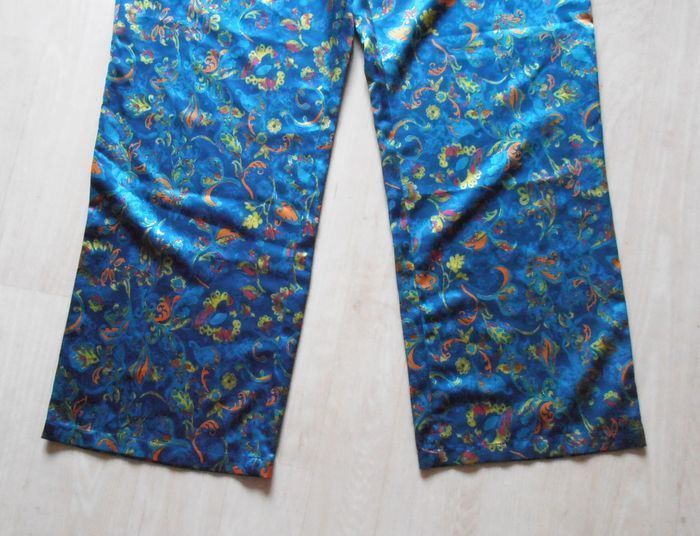 Bas de pyjama femme, fleuri, taille 46 3XL, vert foncé, satiné - photo numéro 4