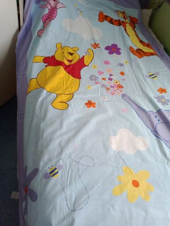 housse de couette bleu Winnie l'ourson + 1 taie d'oreiller bleu violet